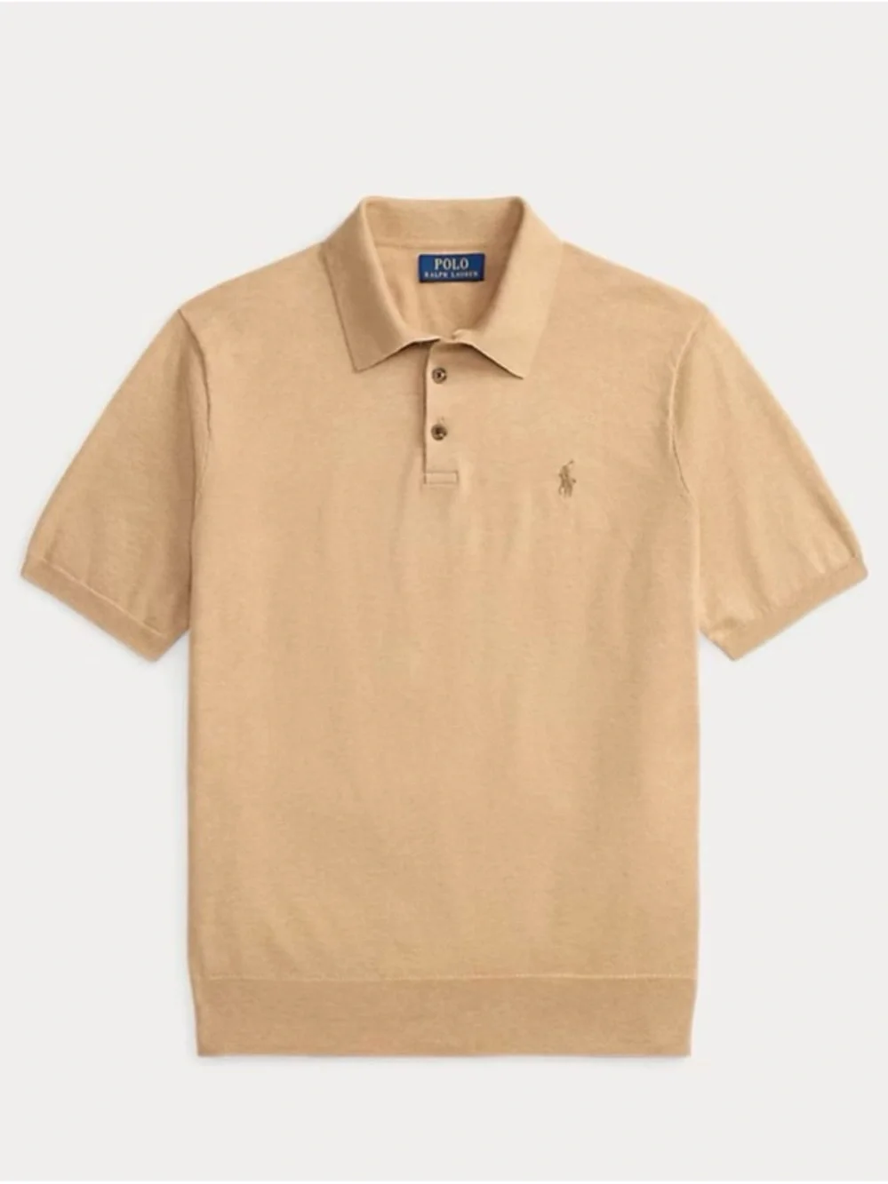 Polo by Ralph Lauren Tan Short-Sleeve Polo Sweater